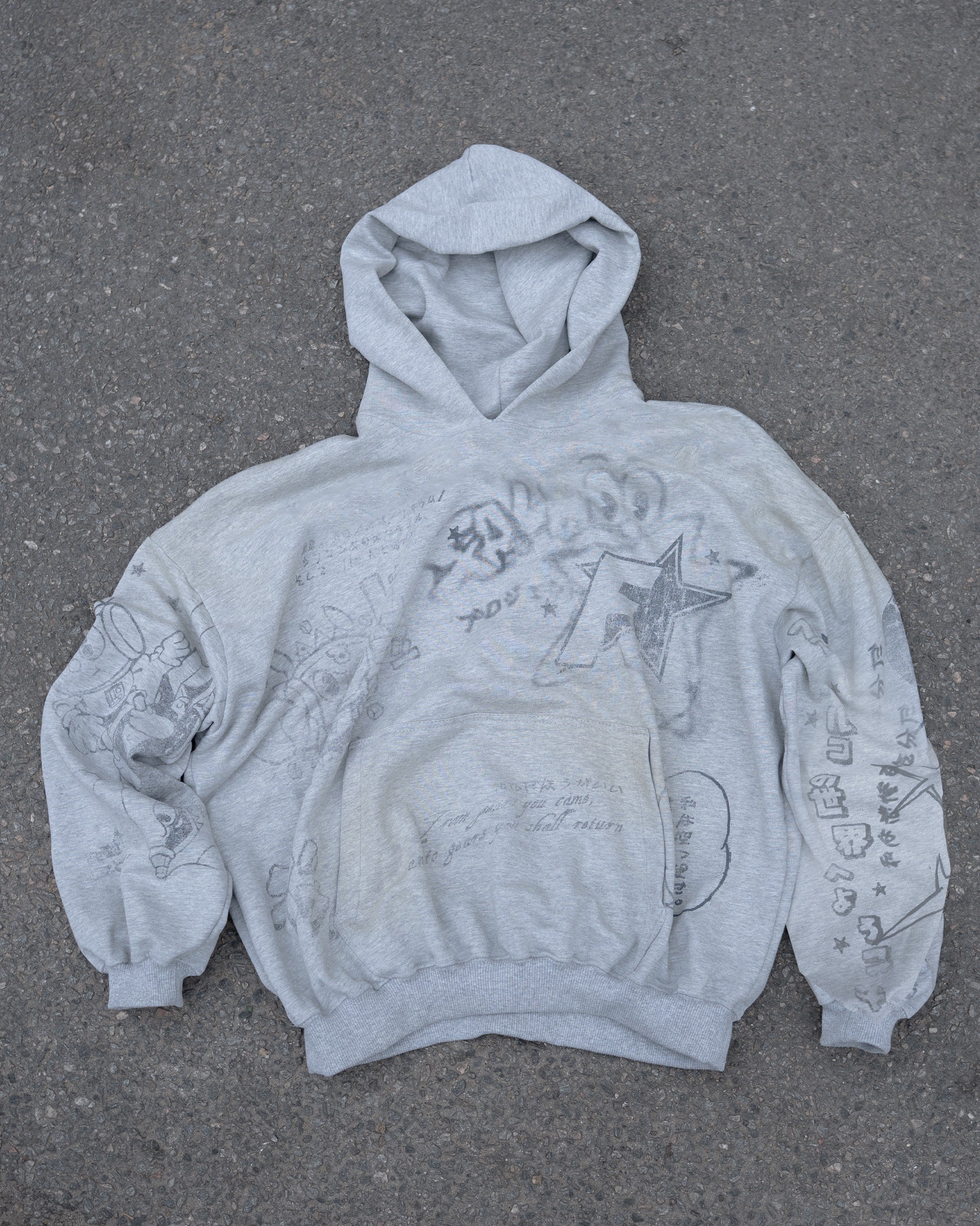SCRIBBLE GREY HOODIE