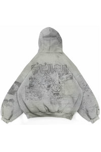 SCRIBBLE GREY HOODIE