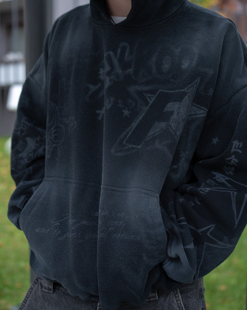 SCRIBBLE BLACK HOODIE