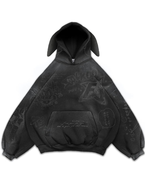 SCRIBBLE BLACK HOODIE