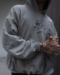 SCRIBBLE GREY HOODIE